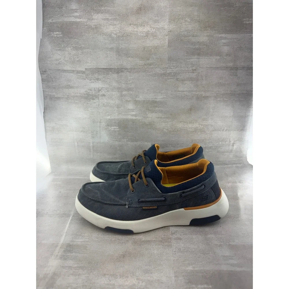 Skechers Relaxed Fit Navy Boat Shoes Men Sz 8.5 Air-Cooled Memory Foam 65896